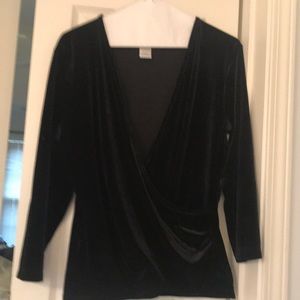 Black velveteen criss-cross top.